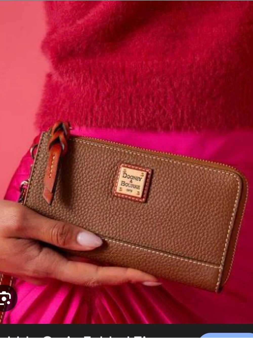 Dooney & Bourke Pebble Leather Zip Wallet - Bone